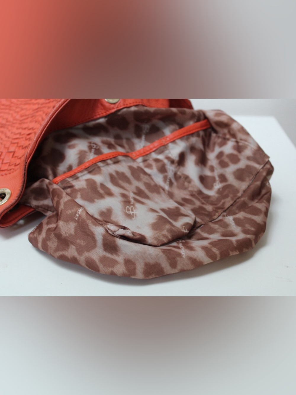 b. makowsky Woven Leather Hobo in Orange with Gold Hardware - Picture 6 of 13